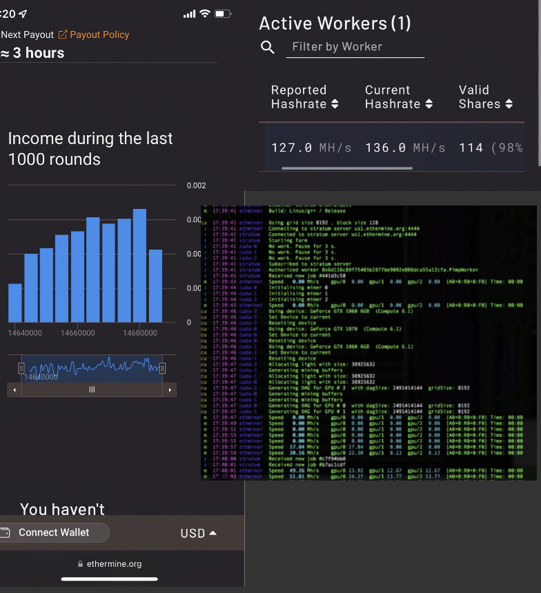 GPU mining dashboard
